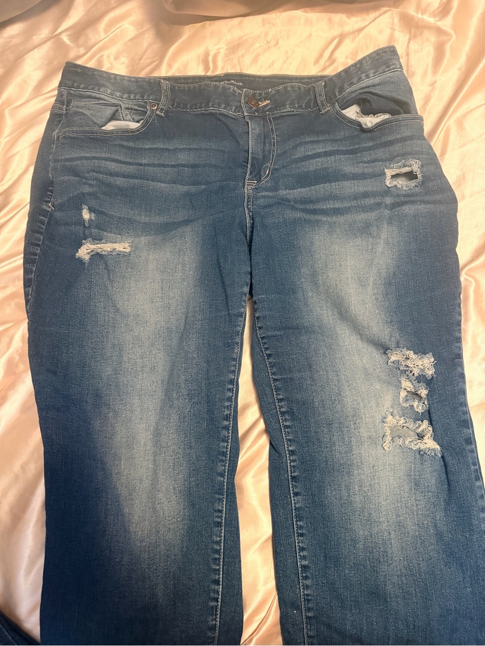 Maurices Women's Distressed Blue Boyfriend Jeans